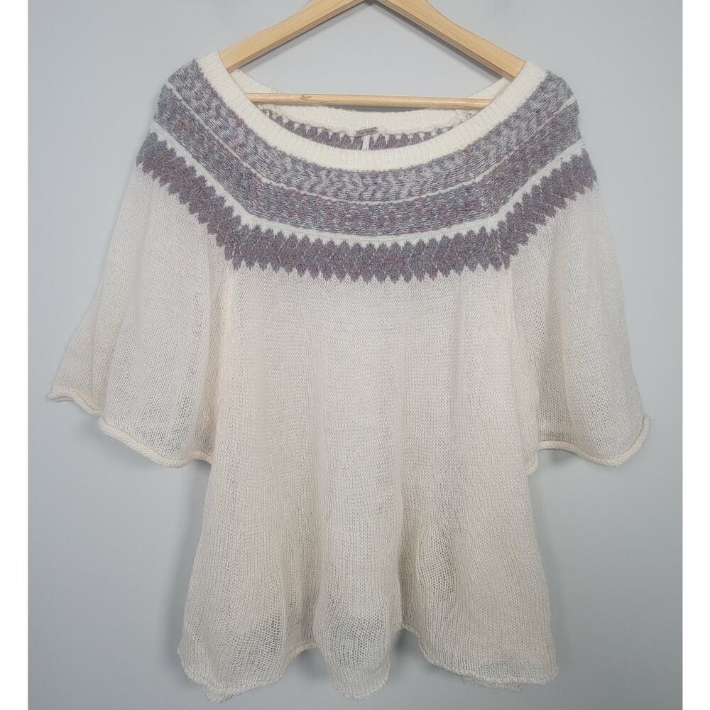 Free People S Ivory Loch Lomad Flutter Sleeve Mohair Blend Sweater
